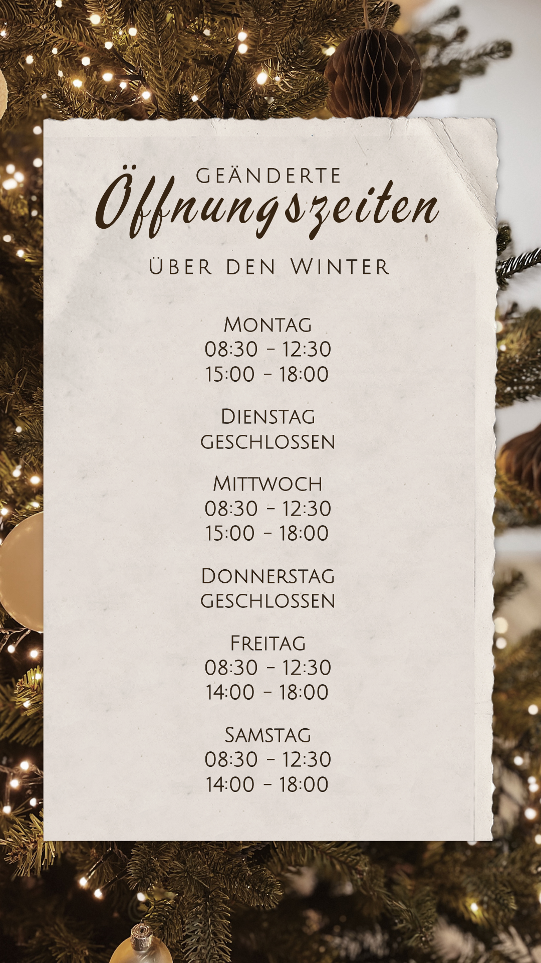 Winter-Öffnungzeiten